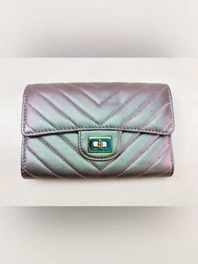 CHANEL Iridescent Chevron Quilted Wallet
